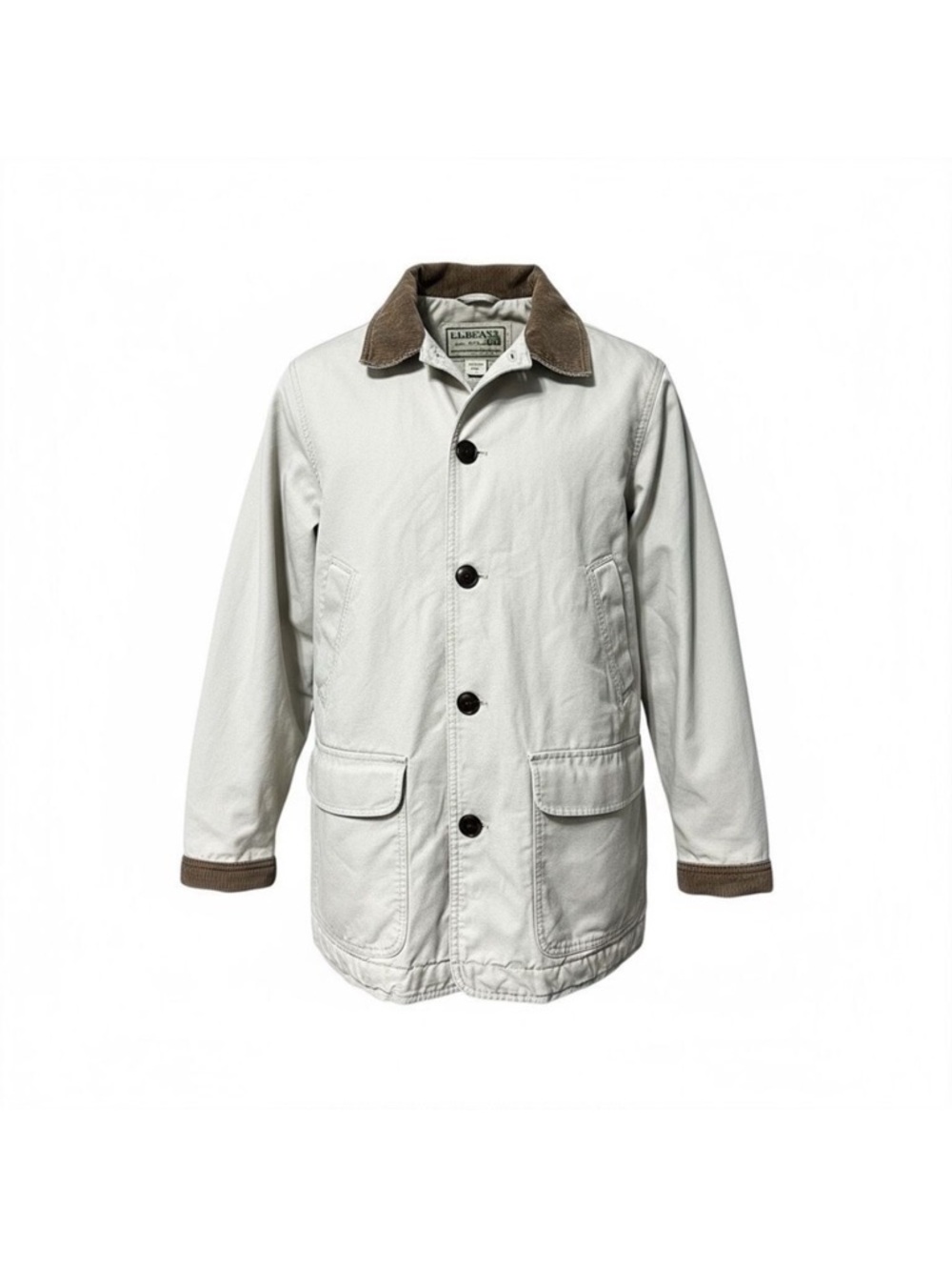 Vintage L.L. Bean Women’s Barn Coat Beige Canvas Quilted Jacket - Size Large